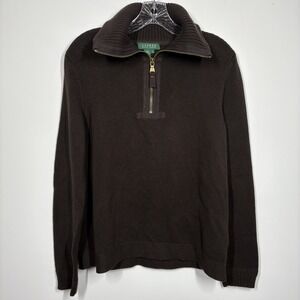 Lauren Ralph Lauren Women Quarter Zip Turtleneck Knit Sweater Size L Old Money